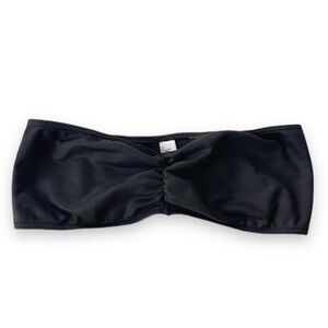 American Apparel Ruched Front Shiny Bandeau in Black Size M